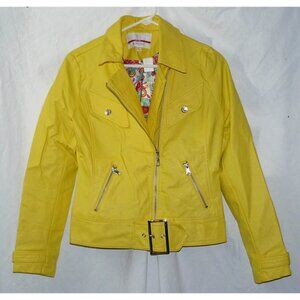 Dollhouse brand Faux Leather Motorcycle style Jacket, Lemon Yellow, sz M, GUC